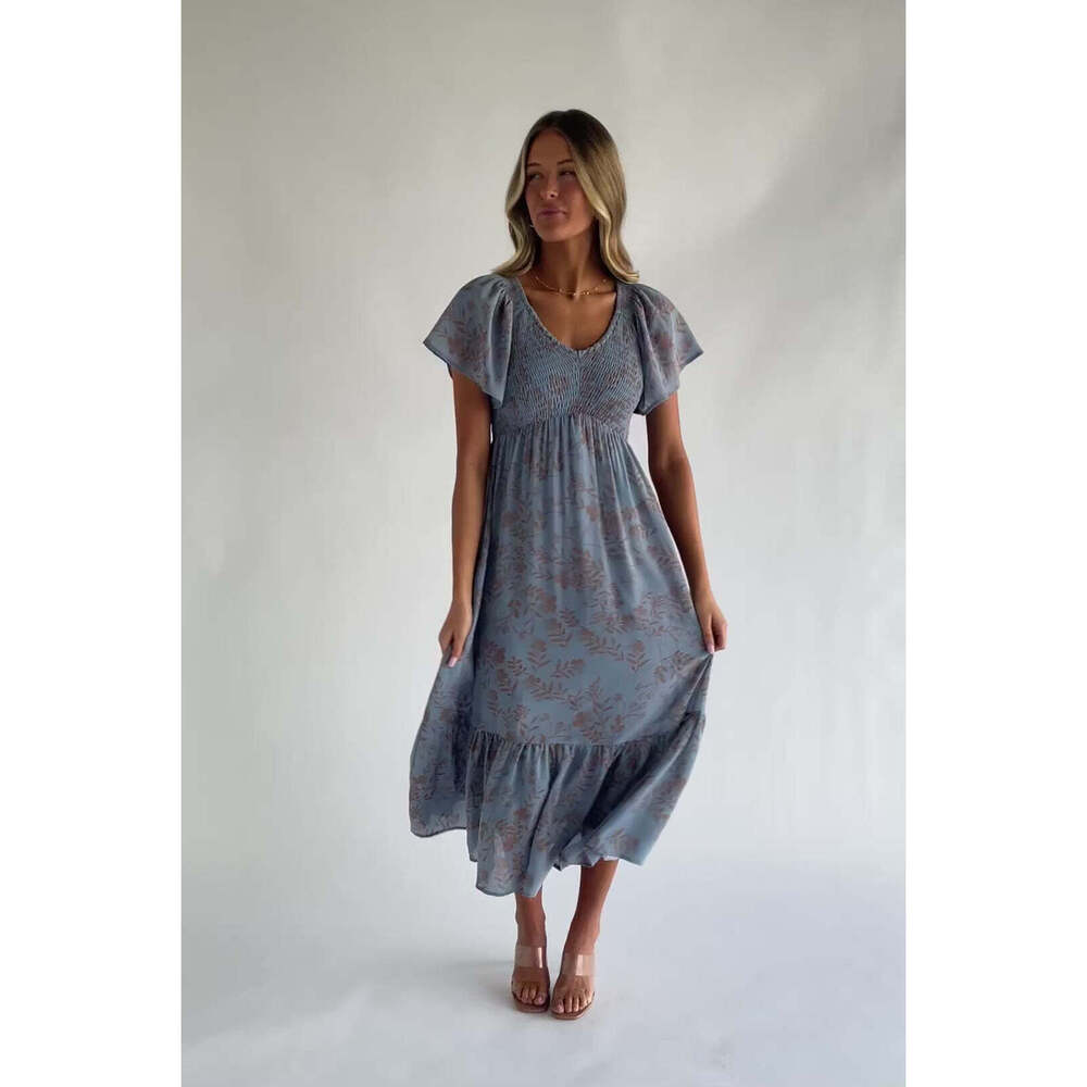 Baltic Born Monica Smocked Dress | Dusty Blue + Terracotta Size 3XL3XL - Picture 2 of 5